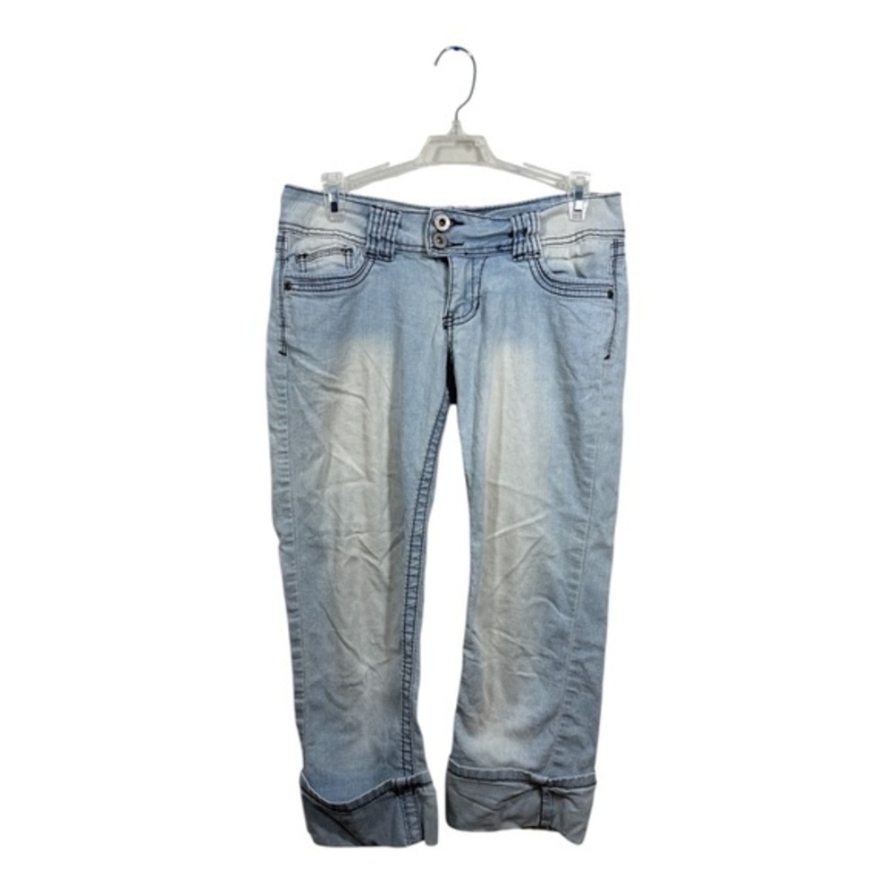 Bongo Womens Capri Jeans Size 7 Light Wash Low Rise Straight Leg Y2K Contrast